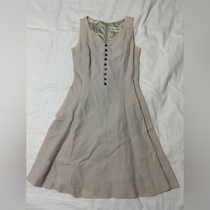 Gibson Beige Button-Front Midi Dress